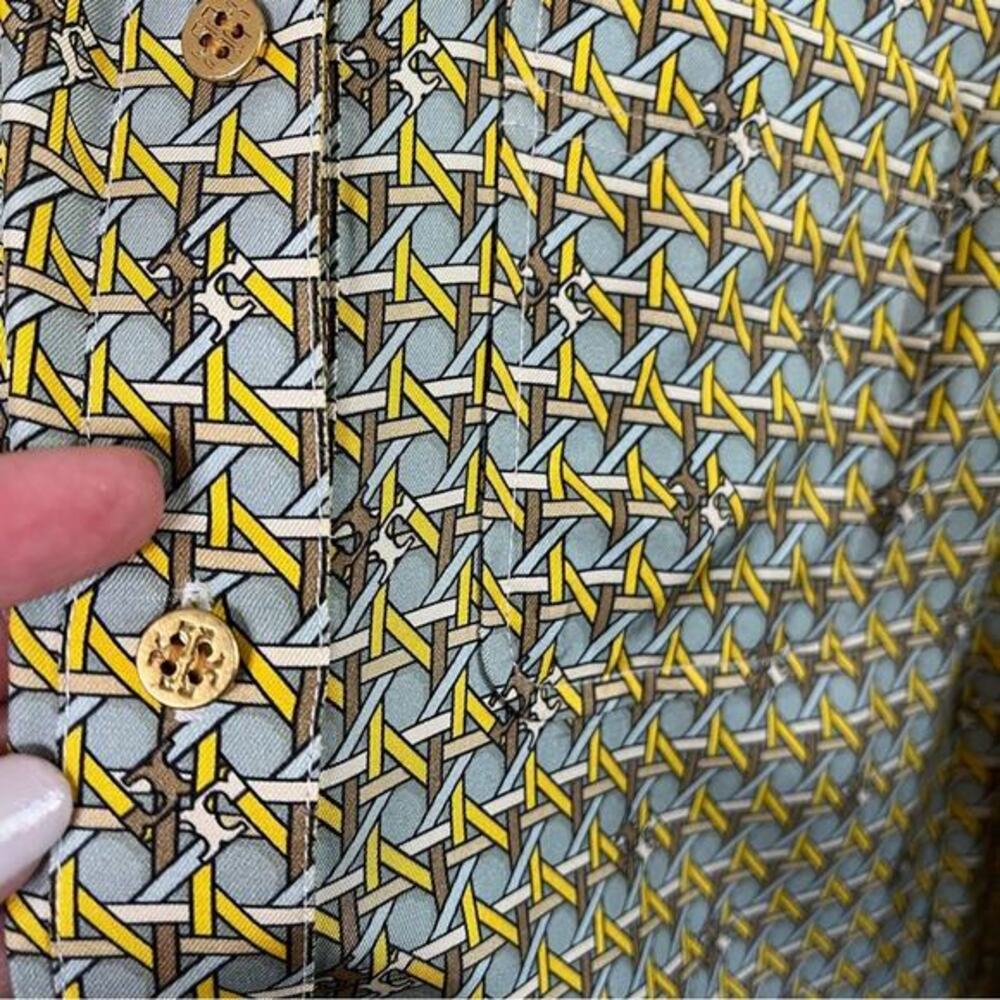 Tory Burch‎ Monogram Logo Allover Print Button Front Shirt Dress Womens Size 4 - Picture 5 of 8